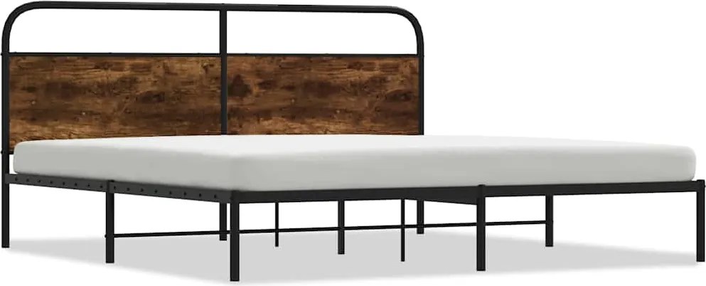 vidaXL Cadru de pat metalic fără saltea, stejar fumuriu, 183x213 cm