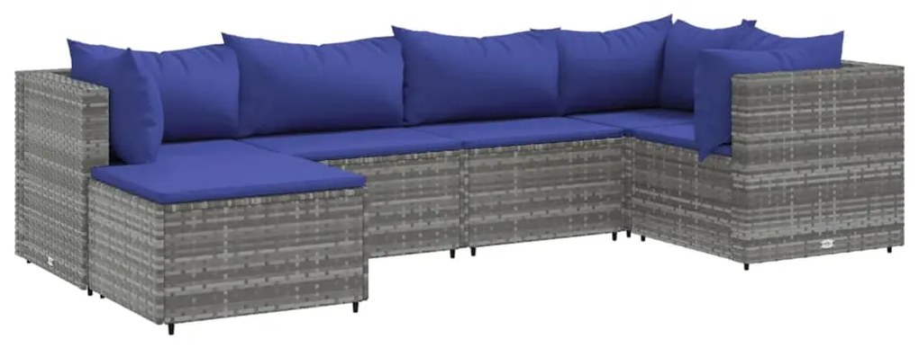 3308215 vidaXL Set mobilier de grădină cu perne, 6 piese, gri, poliratan