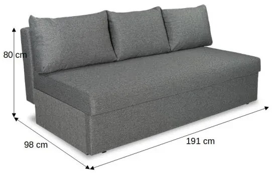 Canapea Extensibila Vario Cu Lada Gri Inchis, 191 x 98 x 80 Cm