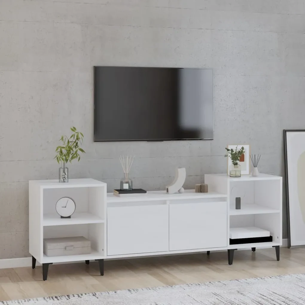 821198 vidaXL Comodă TV, alb extralucios, 160x35x55 cm, lemn prelucrat