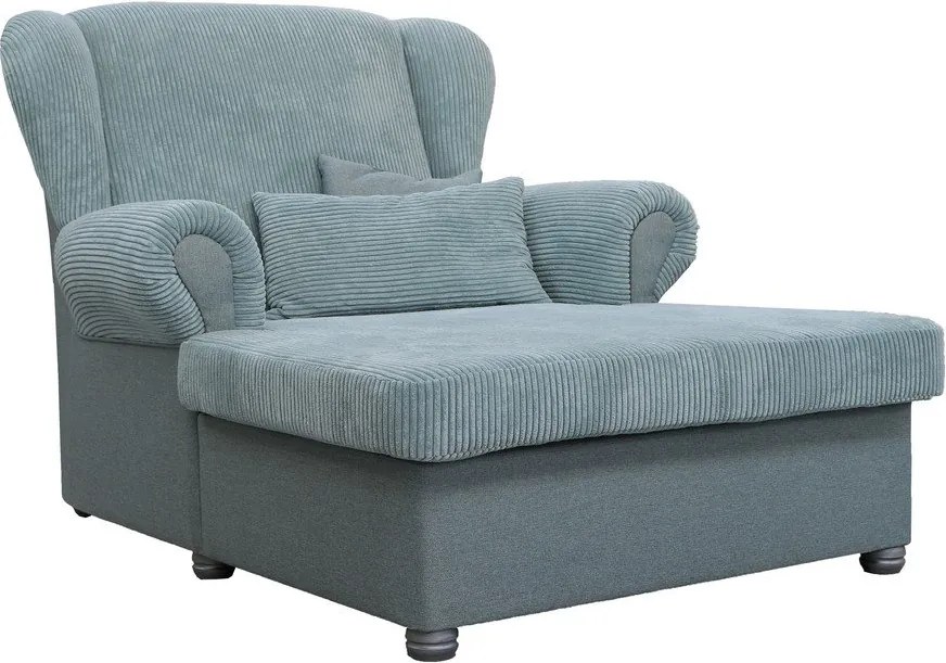 Șezlong albastru prăfuit cu tapițerie din catifea reiată Lord – Ropez