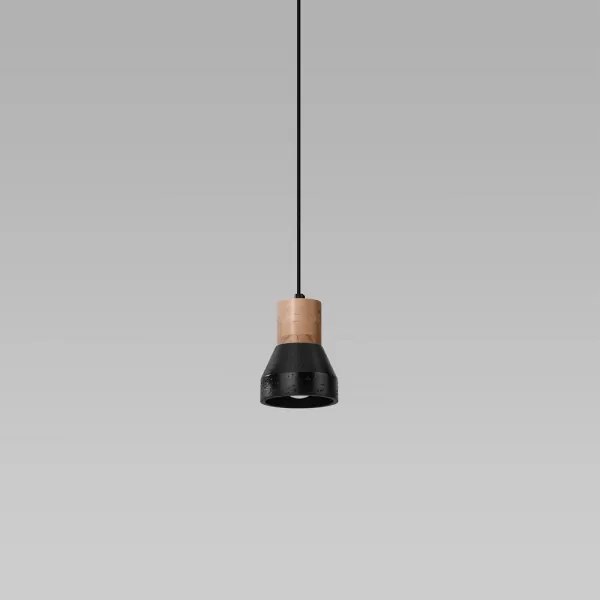 Lustră pe cablu QUBIC 1xE27/60W/230V neagră beton/lemn Sollux SL.0963