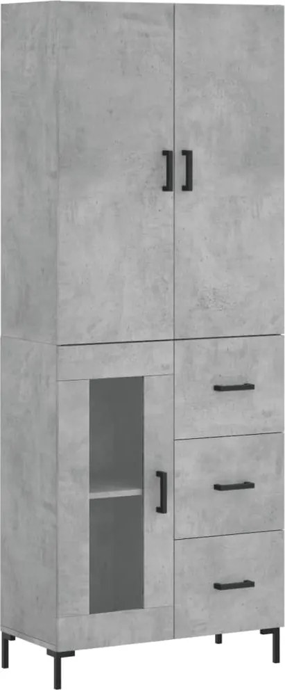 vidaXL Dulap înalt, gri beton, 69,5x34x180, lemn compozit