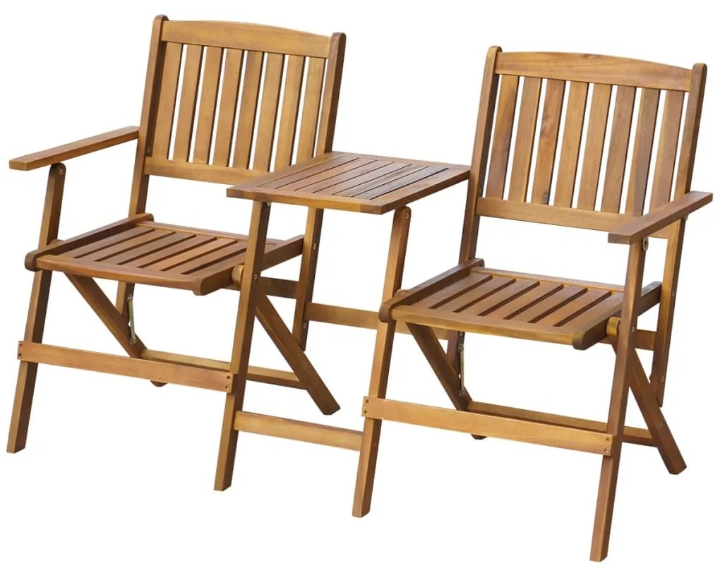 vidaXL Bancă de grădină pliabilă cu măsuță, 140 cm, lemn masiv acacia