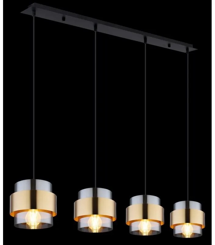 Lustra cu 4 pendule design modern MILLEY negru, auriu