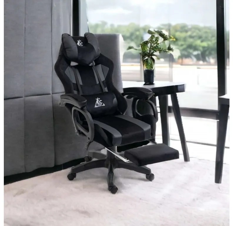JAKS Scaun de gaming piele ecologică neagră Student