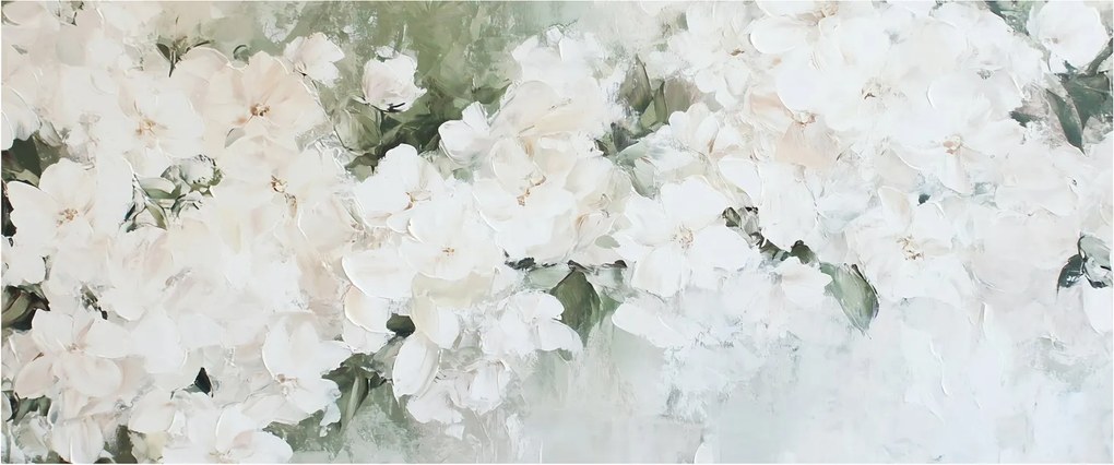 Tablou - Abstracție de Flori Albe (120x50 cm)