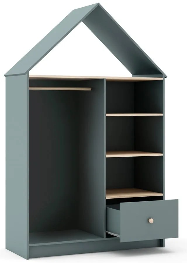 Șifonier de copii verde prăfuit deschis 110x180x45 cm Estefania – Marckeric