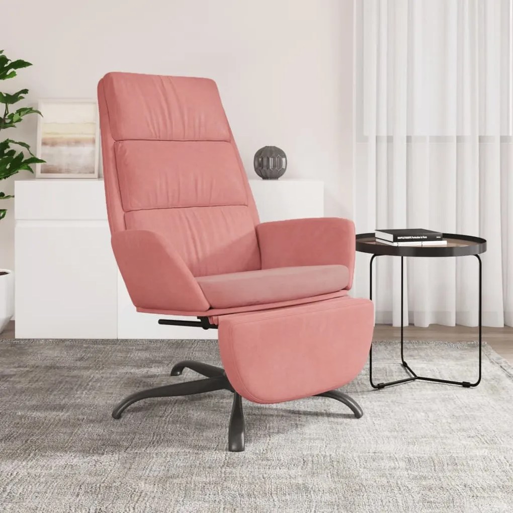 3097912 vidaXL Scaun de relaxare cu taburet, roz, catifea