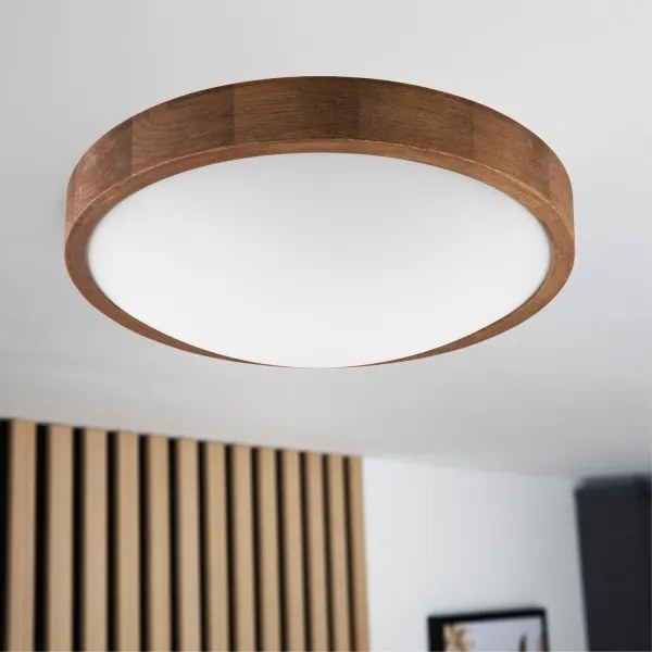 Brilagi - Plafonieră LED CARVALHO SLIM 2xE27/15W/230V, finisaj stejar-cireș, diam. 37 cm