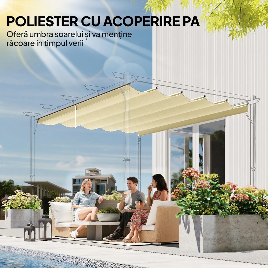 Outsunny Copertină de Schimb pentru Pergolă de Grădină cu 10 Orificii de Drenaj, Acoperire din Poliester, 250x255 cm, Gri | Aosom Romania