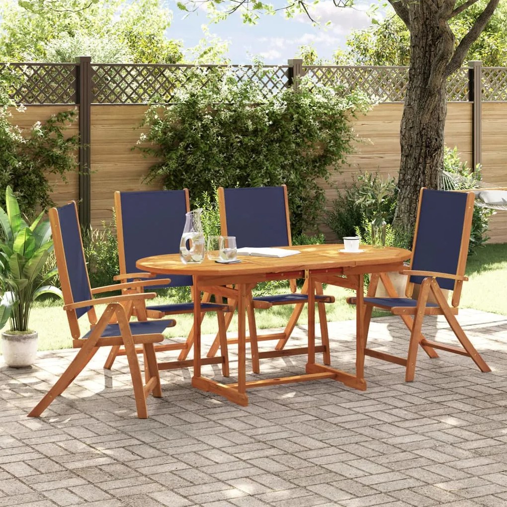 3279308 vidaXL Set mobilier de grădină, 5 piese, lemn masiv acacia/textilenă