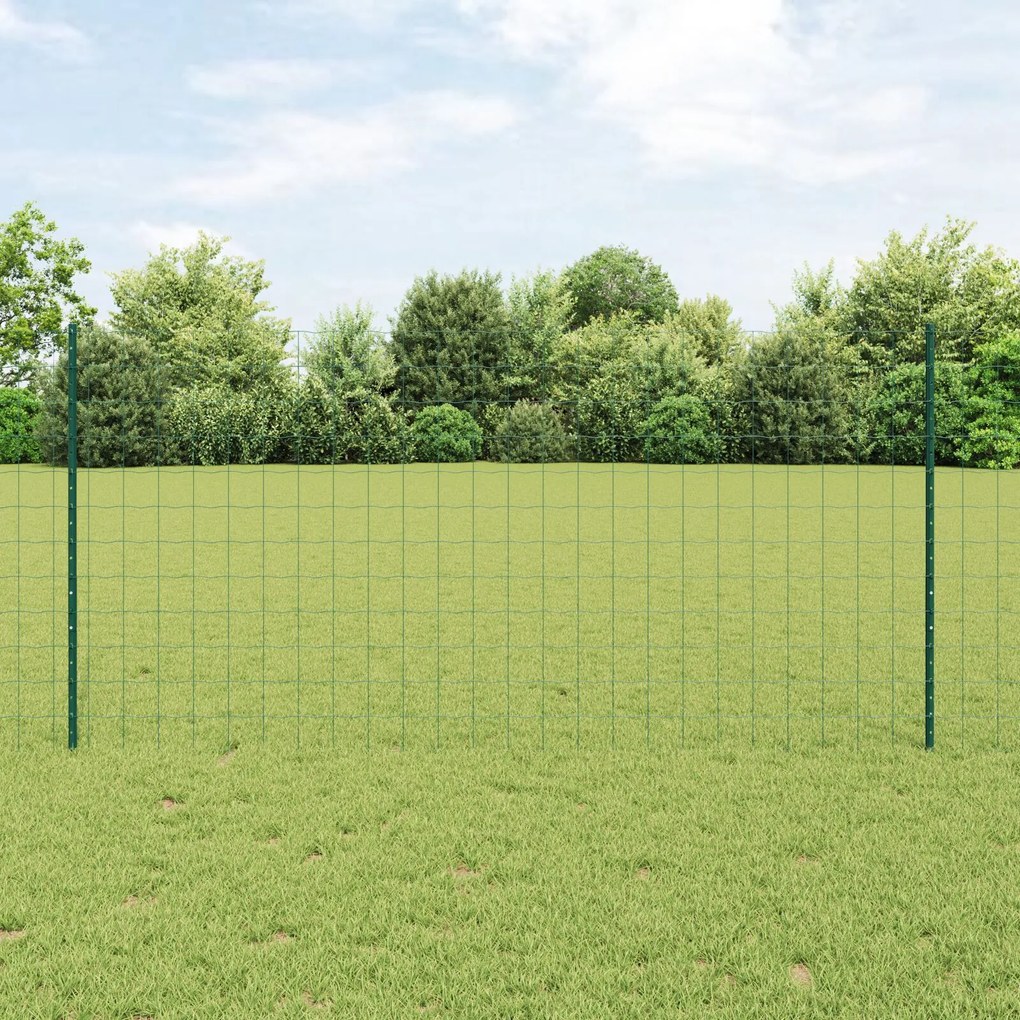 vidaXL Set Gard de Grădină 2 Bucăți Verde metal cu PVC 25 x 1.2 m