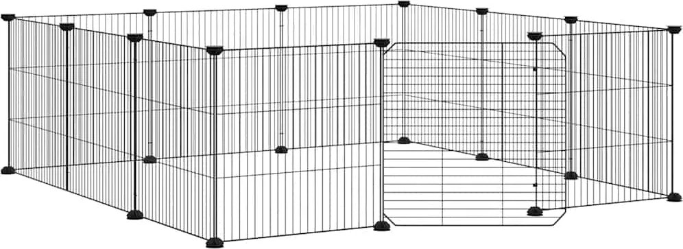 vidaXL Cușcă pentru animale de companie cu 12 panouri și ușă, neagră, 35x35 cm, oțel