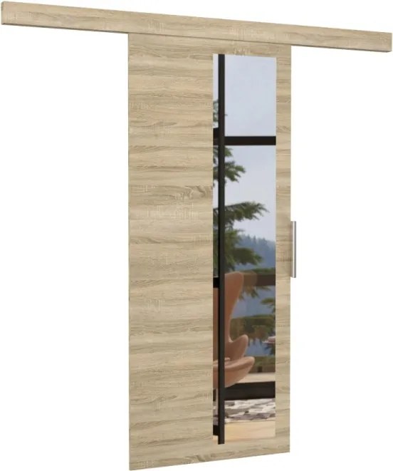 Usa glisanta cu oglinda, Malta, ADRK Furniture (Culoare: Alb, Latime: 86 cm)