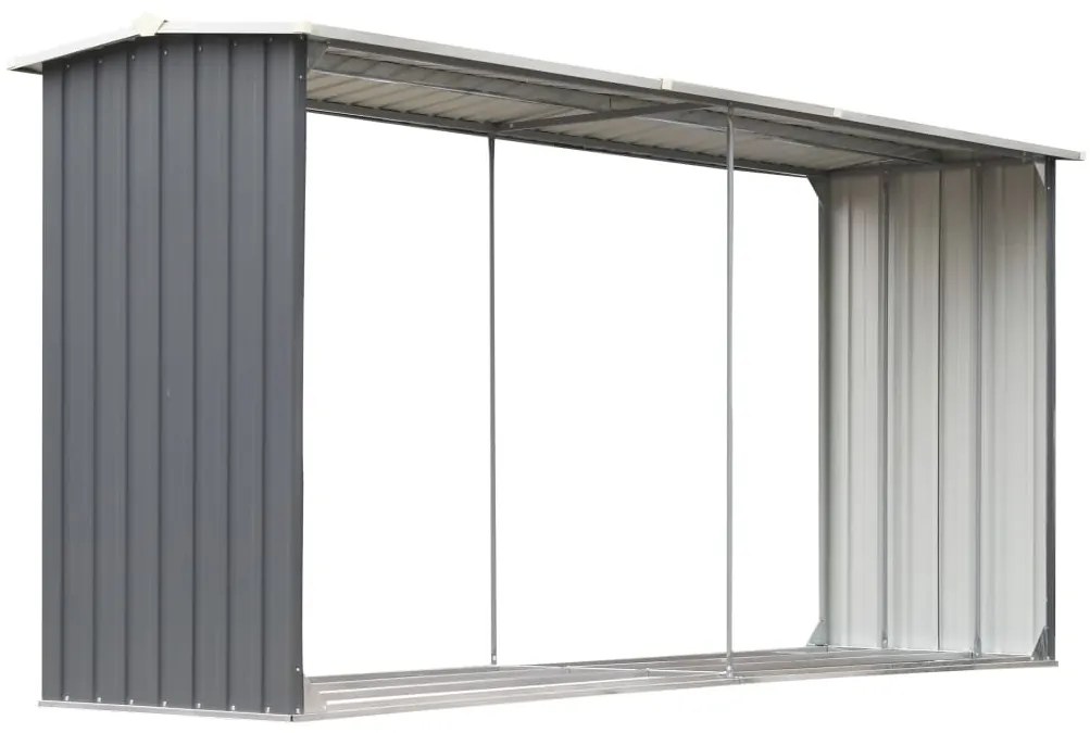 Sopron depozitare lemne, otel galvanizat, 330x92x153 cm, gri Gri