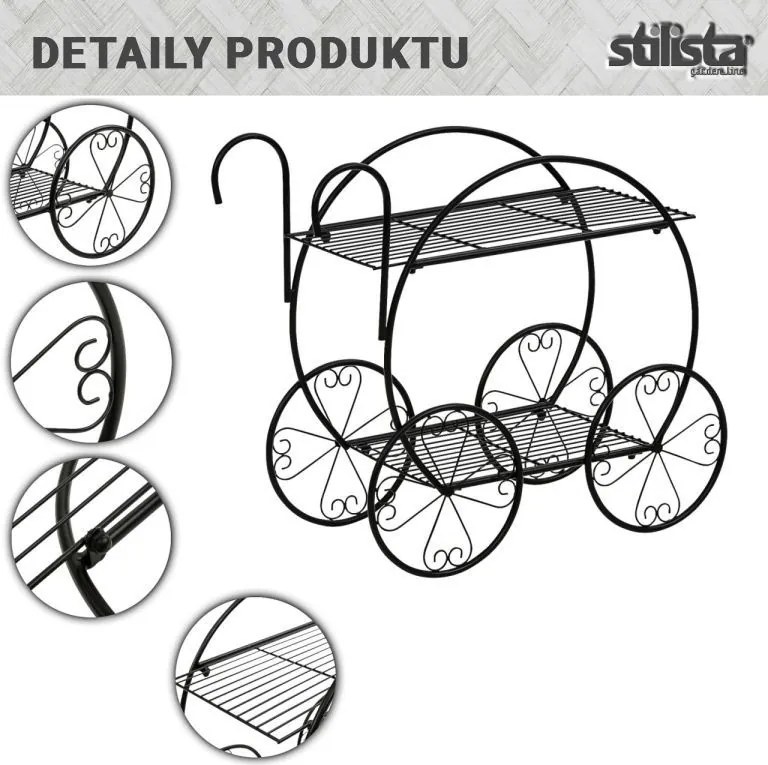 STILISTA Suport pentru plante, cărucior, 66 x 60 x 28 cm, oț