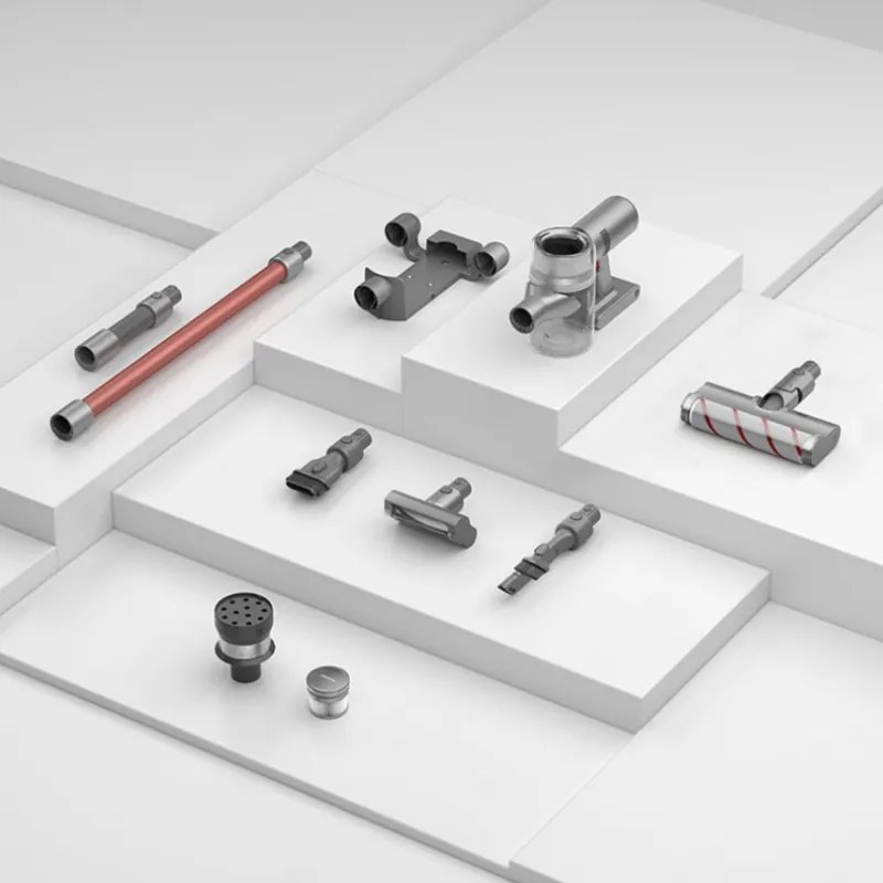 Aspirator vertical Dreame V11 VVN6, 450W, 150AW, 25000Pa, 125000 rpm, 0.5 l, 3 moduri, 90 min, OLED, HEPA, Indicatori, Gri/roșu