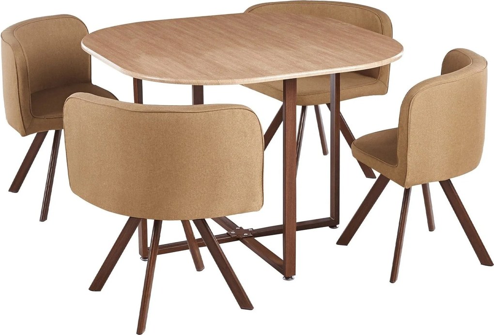 Set masa cu 4 scaune BEVIS NEW, stejar/maro