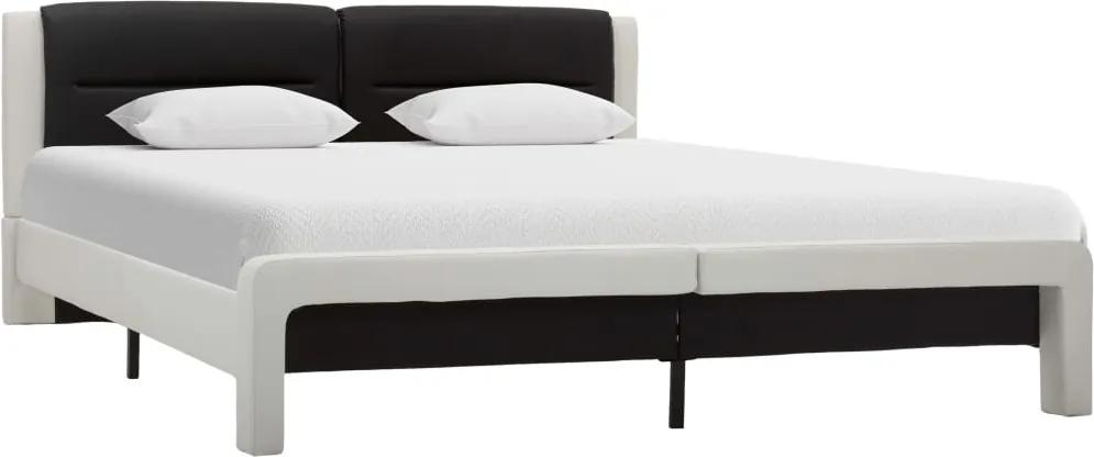 Cadru de pat, alb si negru, 120 x 200 cm, piele ecologica