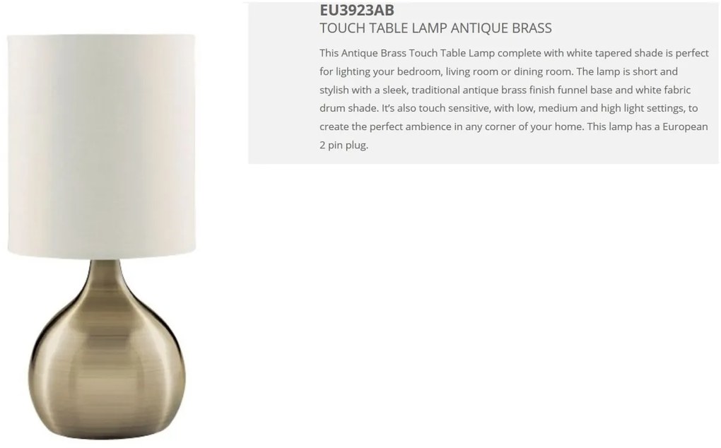 Lampa de masa cu design decorativ Touch EU3923AB SRT