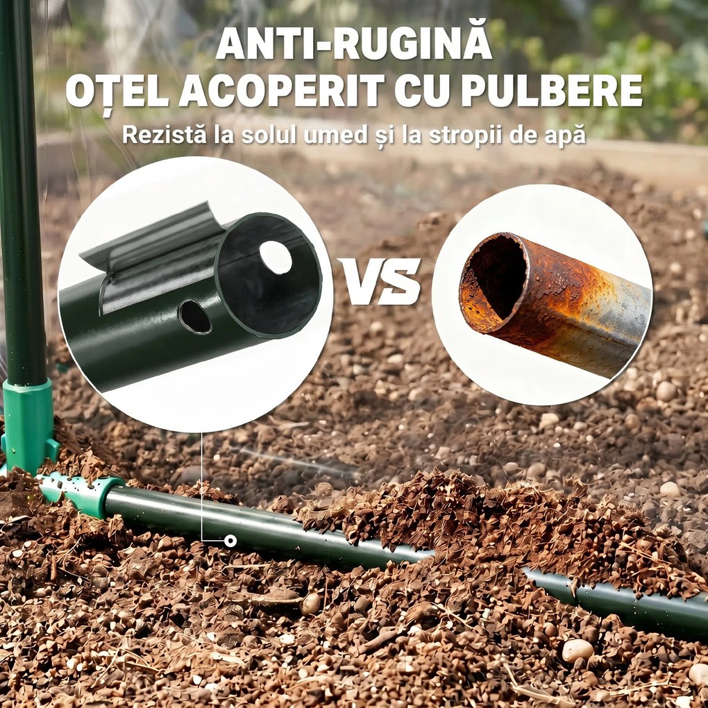 Outsunny Sera Cabina Portabila 6' x 3' x 6', Folie PE, Sera de Gradina cu Cadru de Otel, Usa cu Fermoar, Aerisire Superioara, pentru Flori, Legume, Puieti, Plante Tropicale, Verde | Aosom Romania