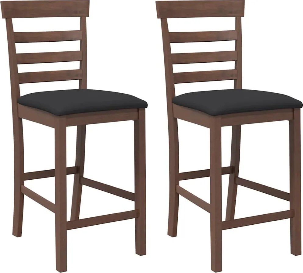 vidaXL Scaune de bar cu perne 2 buc din cauciuc din lemn masiv maro