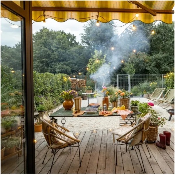 Lanț LED decorativ de exterior BAJA ST64 20xE27/1W/230V 10,9m IP44 alb cald