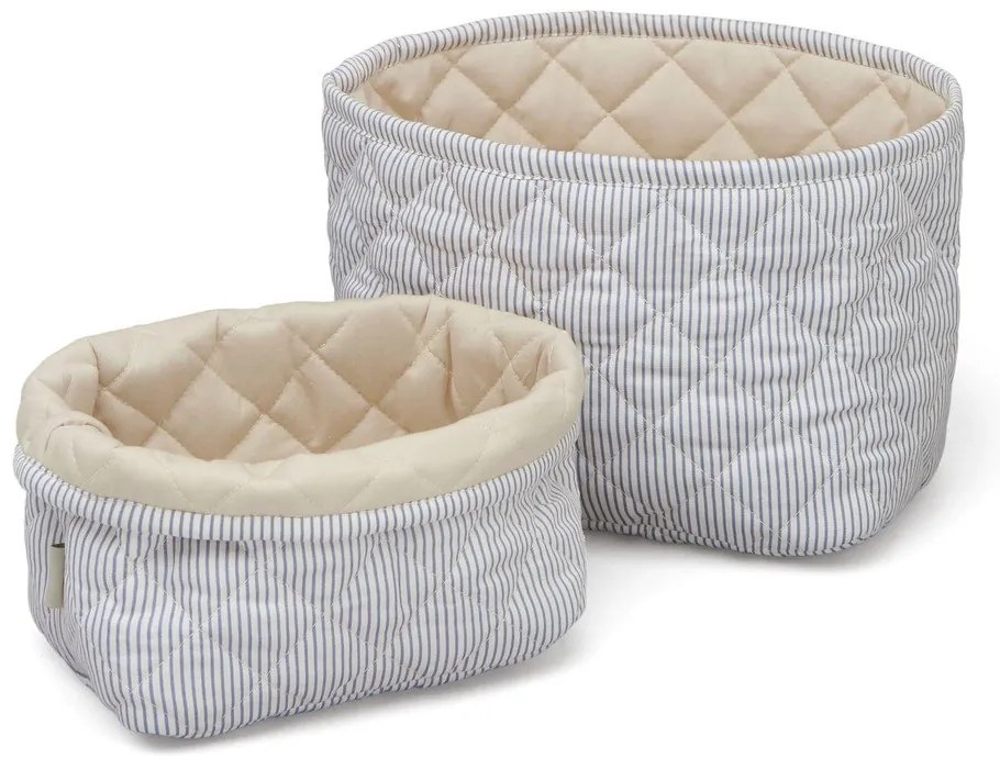 Coșuri de jucării pentru copii albastre-deschis 2 buc. din material textil Classic Stripes Blue, Praline – Cam Cam Copenhagen