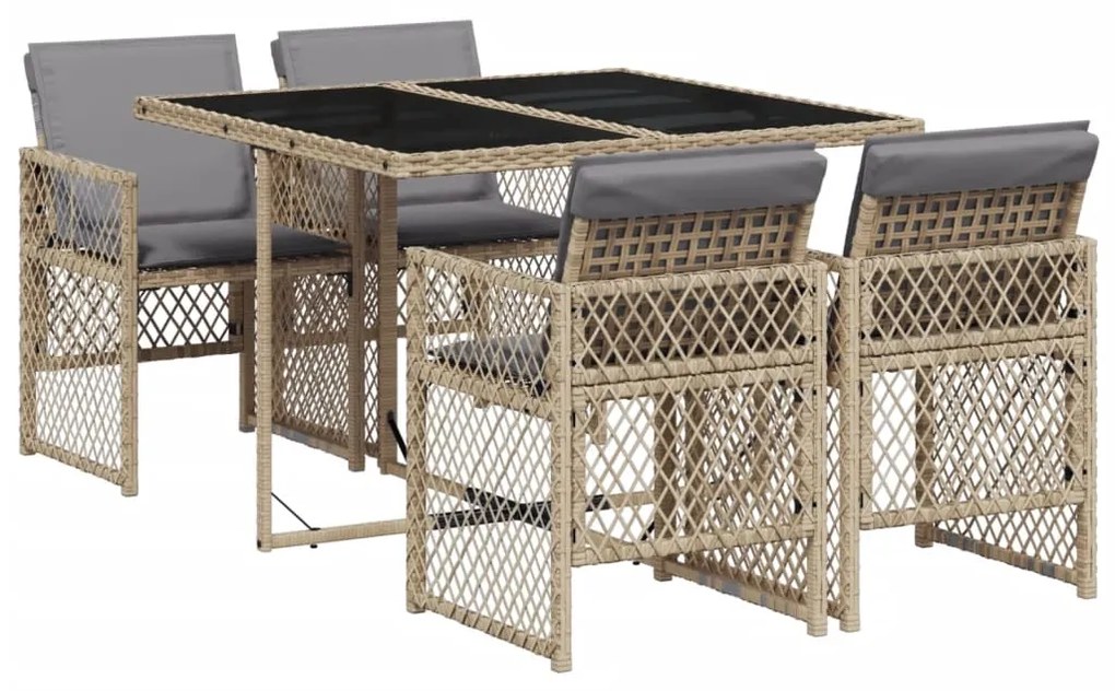 3210720 vidaXL Set mobilier de grădină cu perne, 5 piese, bej, poliratan