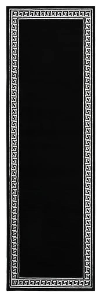 Covor traversa, negru cu motiv, 80x300 cm, BCF Negru, 80 x 300 cm
