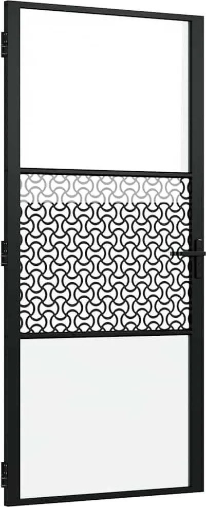 vidaXL Ușă de sticlă Traforaj Negru 76 x 3.5 x 201.5 cm Aluminiu