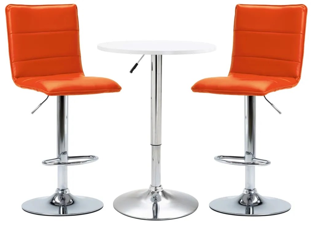 279636 vidaXL Set mobilier de bar, 3 piese, alb, piele ecologică