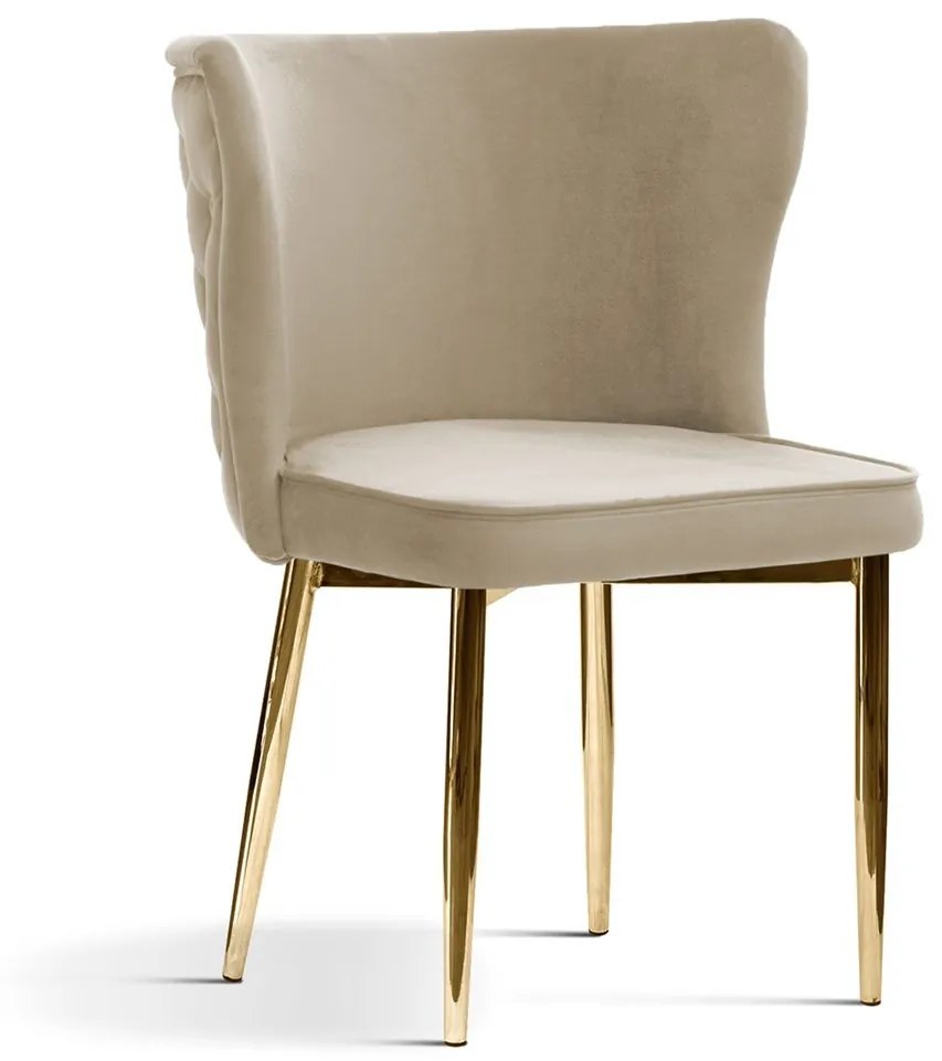Scaun tapitat Modena bej picioare gold - H86 cm