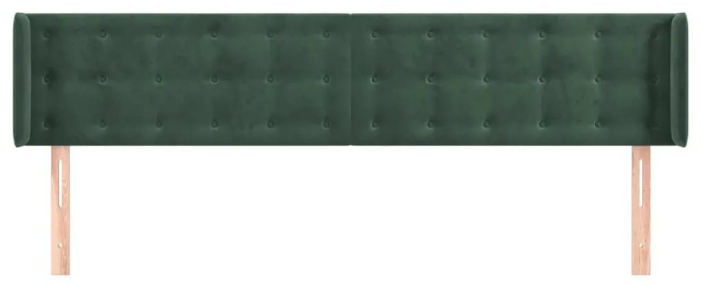 Tablie de pat cu aripioare verde inchis 203x16x78 88 cm catifea 1, Verde inchis, 203 x 16 x 78 88 cm
