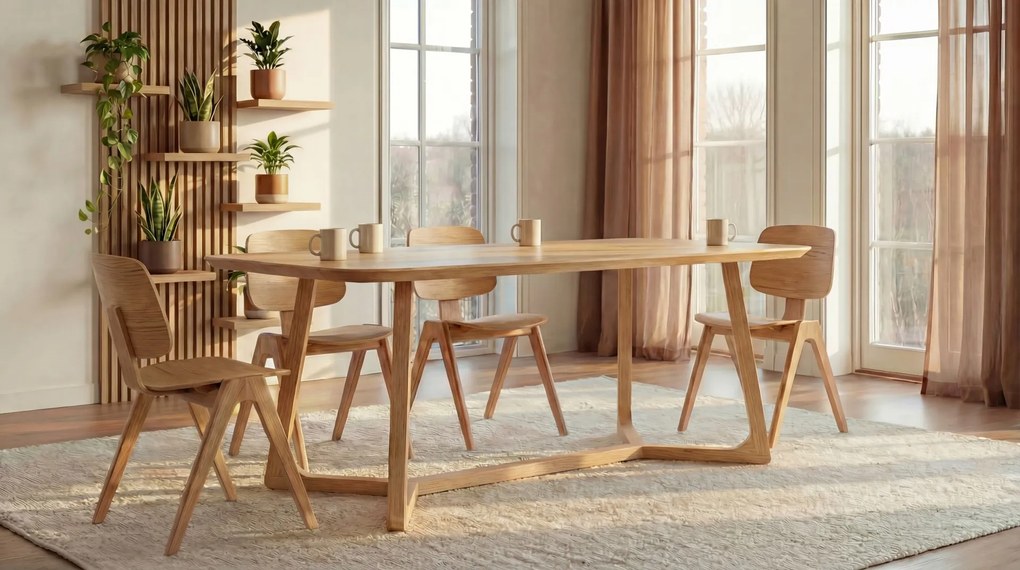 MAZZONI EXPORT AURA Stejar Natural - SCAUN DIN LEMN PENTRU LIVING SUFRAGERIE BUCĂTĂRIE MODERN NORDIC