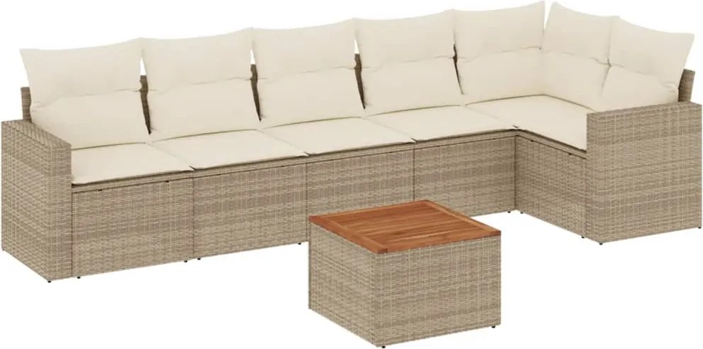 vidaXL Set canapele de grădină, 7 piese, cu perne, bej, poliratan