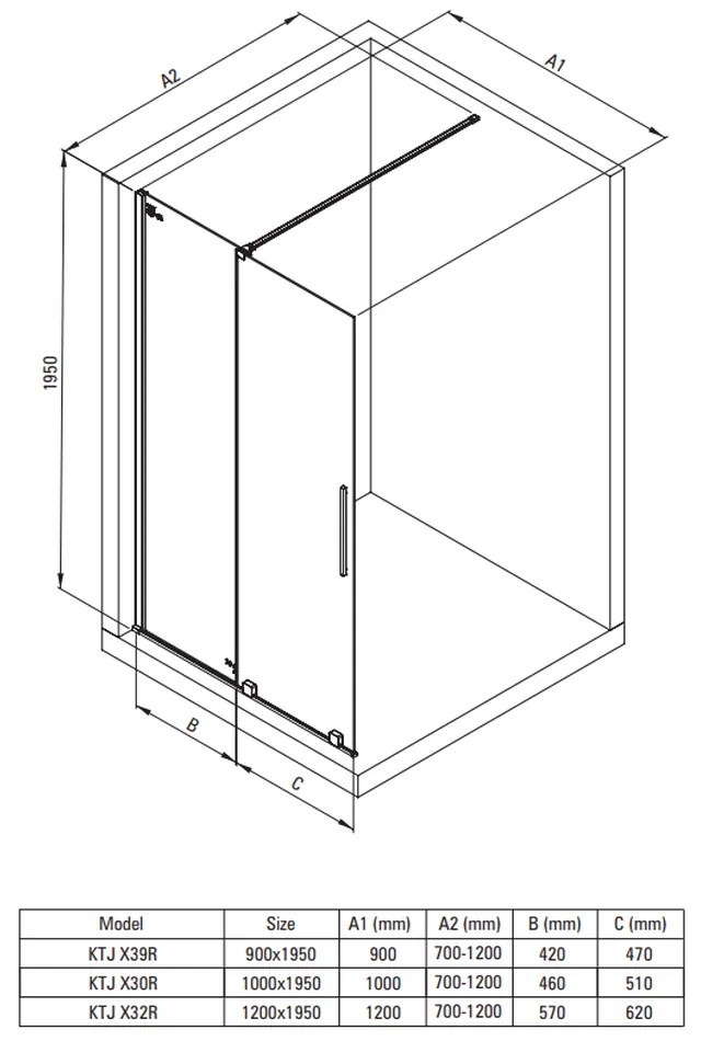 Set paravan dus walk-in cu usa glisanta, 100x195 cm, crom lucios, Deante Prizma, cu para dus, bara, furtun si baterie crom