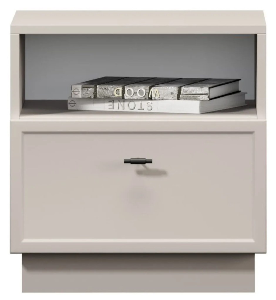 Noptieră Lorini 45 cm cu sertar - cașmir / mâner negru T-bar