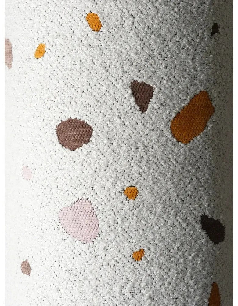 Fotoliu puf pentru copii alb cu tapițerie din țesătură bouclé/cu tapițerie din chenille Terrazzo Square – Wigiwama