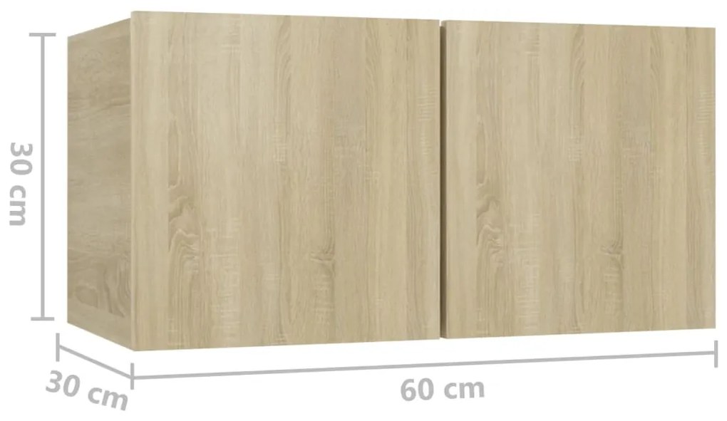 Set de dulapuri TV, 8 piese, stejar sonoma, PAL 1, Stejar sonoma, 100 x 30 x 30 cm