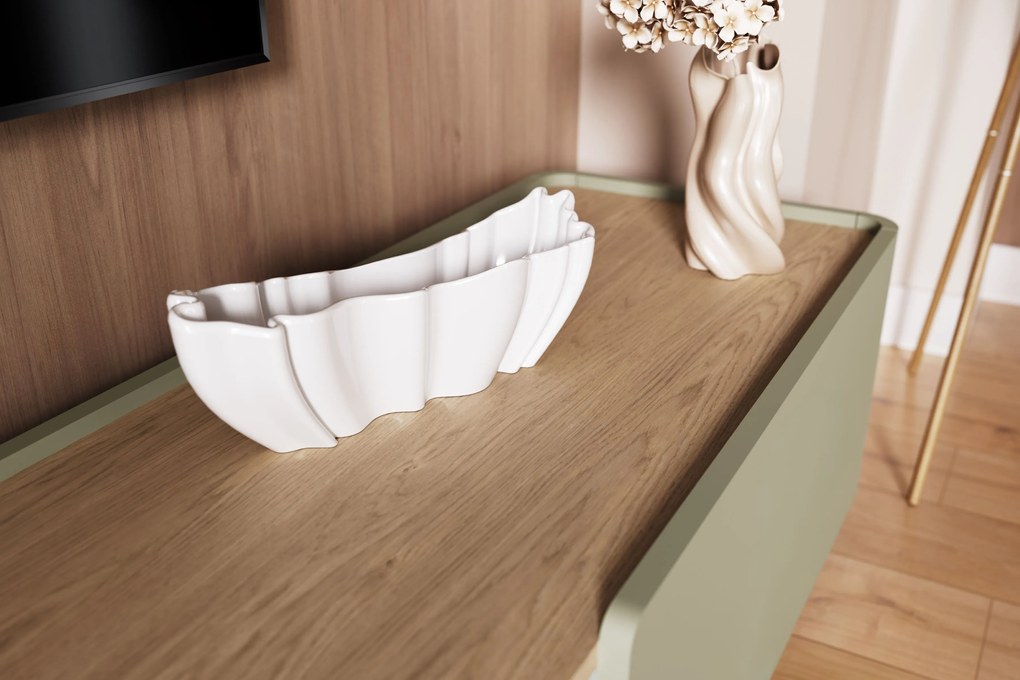 Comodă TV cu sertar Elivo 220 cm - eucalipt / stejar baltic dune