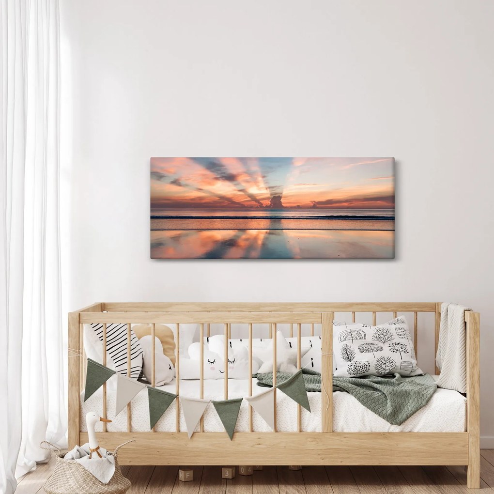 Tablou cu razele solare deasupra plajei Dayton (120x50 cm)