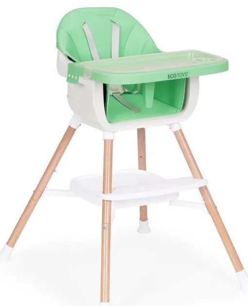 Scaun înalt pentru copii 2 în 1 verde