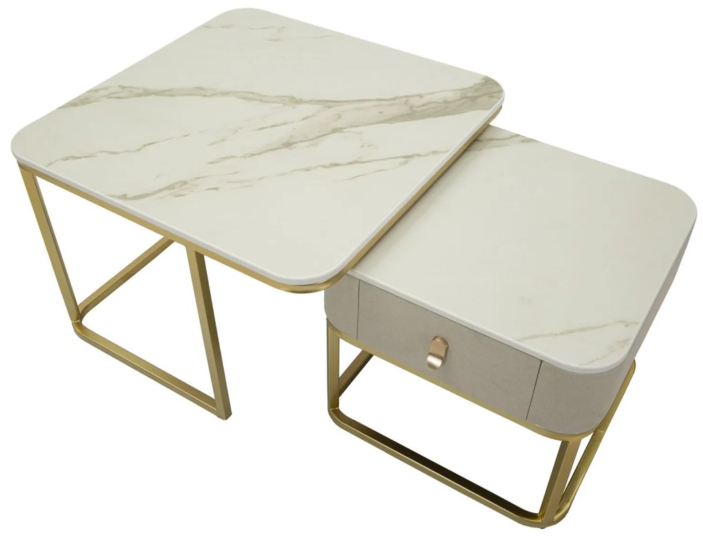 Mauro Ferretti Set De 2 Măsuțe De Cafea Beauty, 70 X 70 X 48 Cm Și 50 X 50 X 43,5 Cm | Aosom Romania