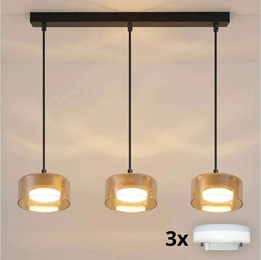 Brilagi - LED Lustră suspendată pe cablu AURA LUX 3xGX53/30W/230V negru/auriu