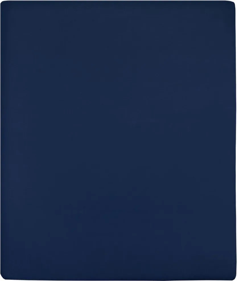 vidaXL Cearșaf de pat cu elastic, 2 buc., bleumarin, 90x200 cm, bumbac