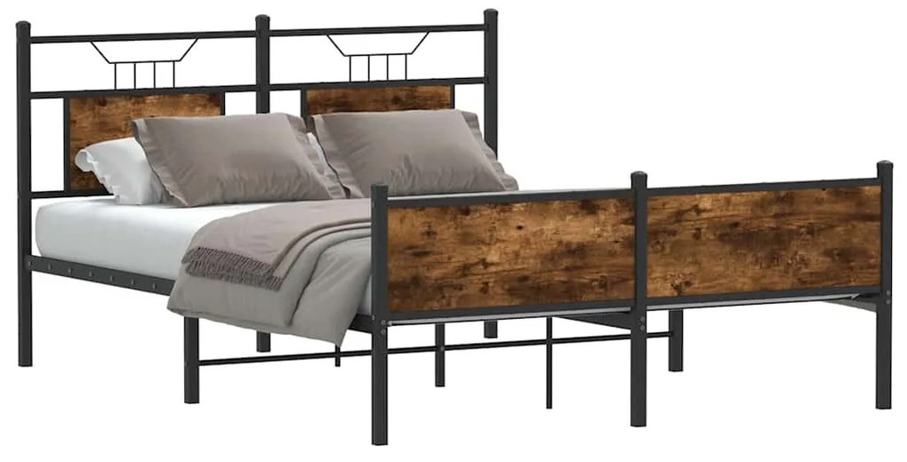 vidaXL Cadru pat fără saltea stejar fumuriu 150x200 cm lemn prelucrat