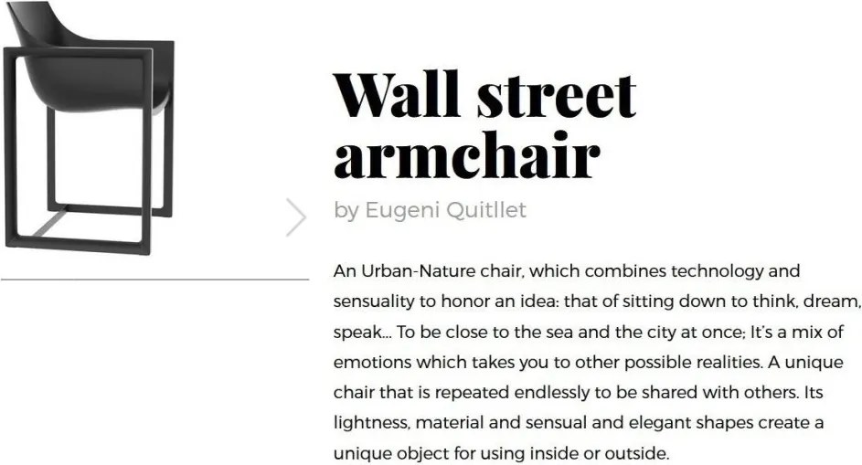 Set de 2 Scaune moderne cu brate de exterior / interior design premium WALL STREET ARMCHAIR 65006 Vondom