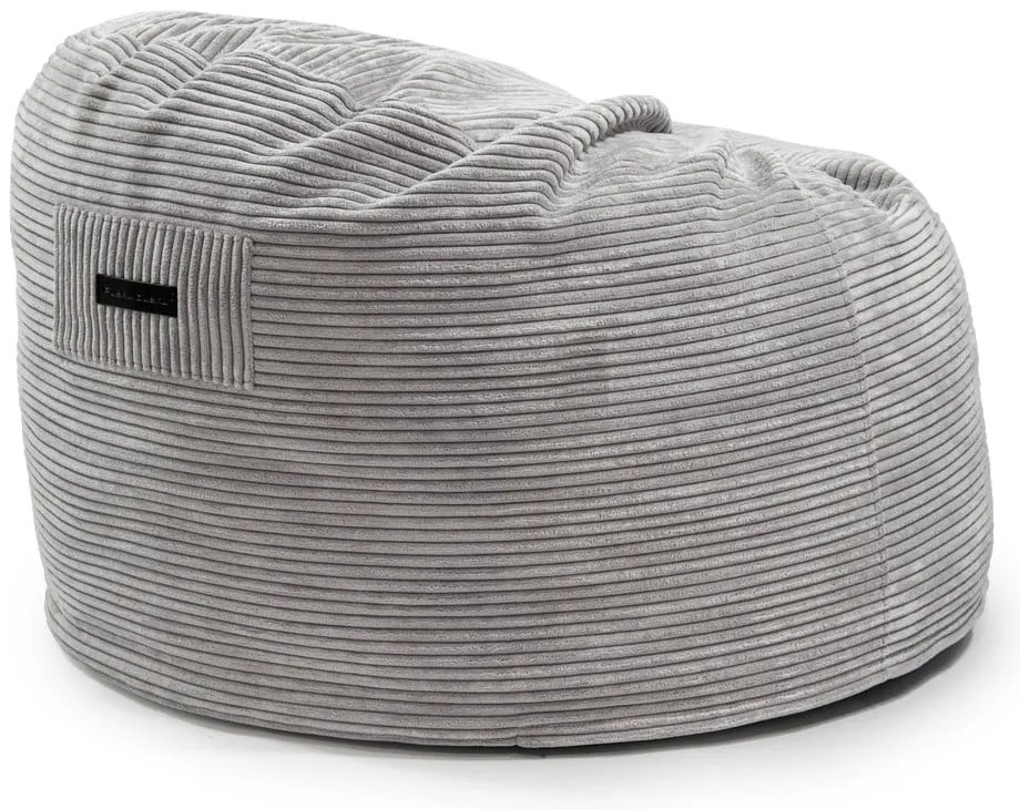 Fotoliu puf pentru copii albastru cu tapițerie din catifea reiată Om 85 – SLOWDOWN